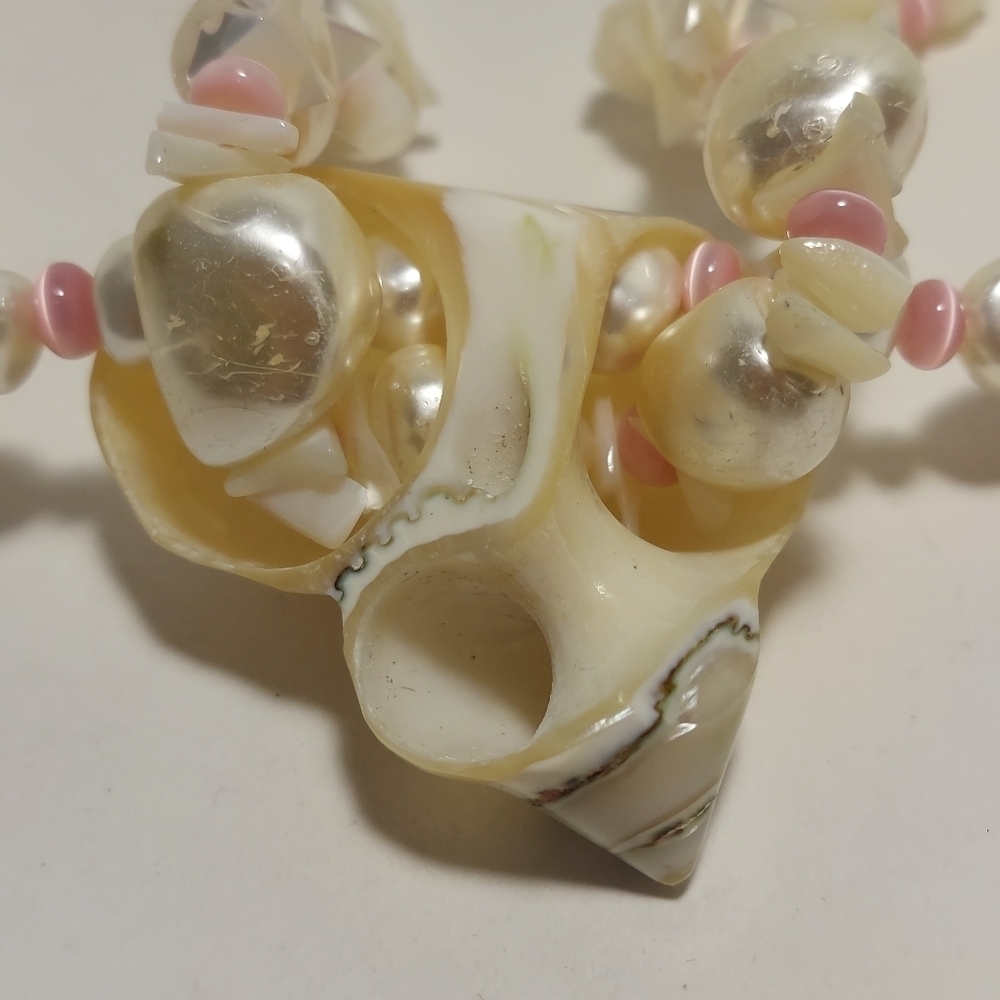 Freshwater Pearls & Pink Beads Shell Pendant Necklace Double Strand Magnetic - Picture 5 of 13